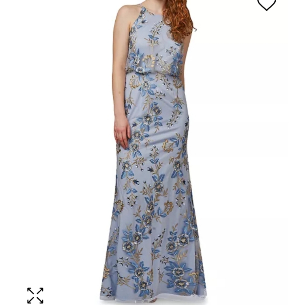 Adrianna Papell Floral Embroidered Gown